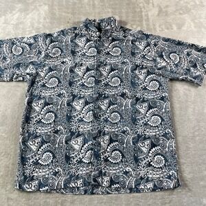Johari West Shirt Mens XL Blue‎ Paisley Preppy Maximalist Luxury Resort
